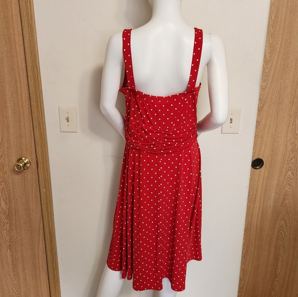 Red R&K polka dot sleeveless dress size 14 - Picture 7 of 11